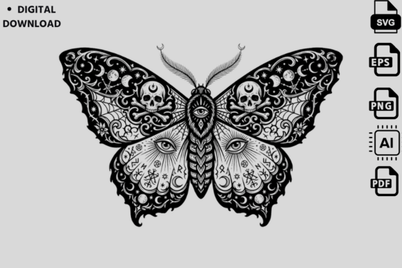Gothic Moth Skull Svg Occult