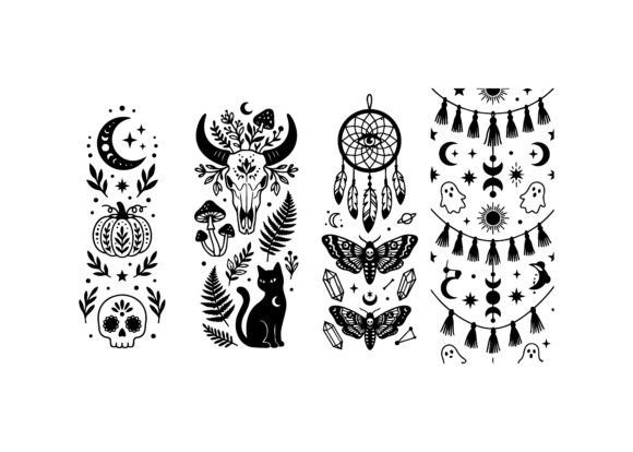 Halloween Occult Tattoo Designs with Graphic by Platinum Monograms ...