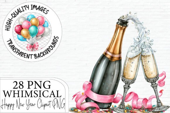 Happy New Year Clipart PNG Bundle