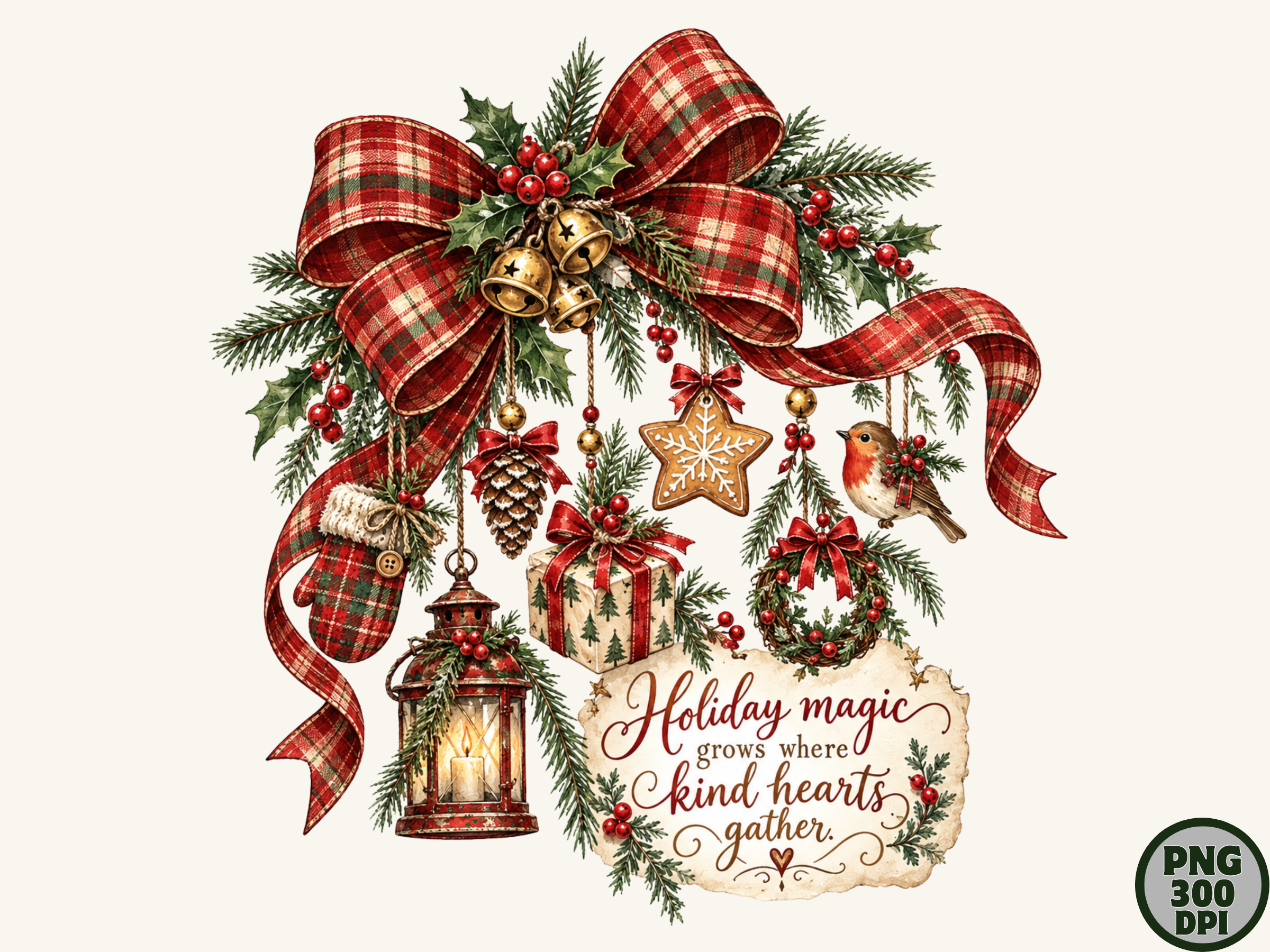 Holiday Magic Christmas Bow PNG Cliparts