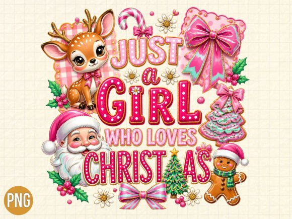 Just a Girl Who Loves Christmas PNG Grafica Design di T-shirt Di Aria Creates