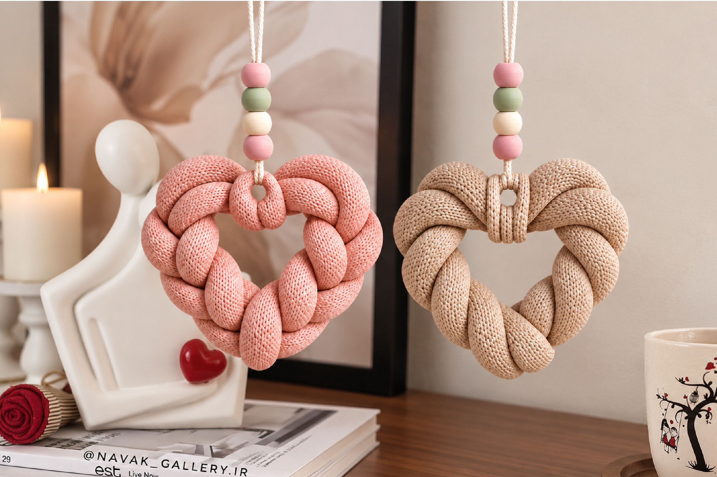 Knitted Heart Pendant 3D STL – Braided Heart Ornament for 3D Printing - Image 4