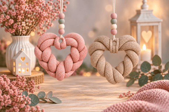 Knitted Heart Pendant 3D STL – Braided Heart Ornament for 3D Printing - Image 2