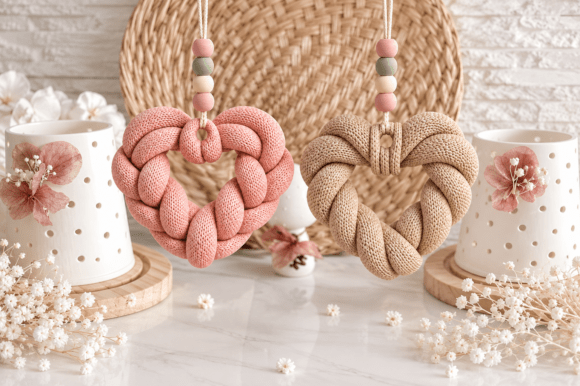 Knitted Heart Pendant 3D STL – Braided Heart Ornament for 3D Printing - Image 3