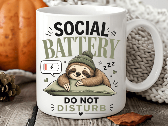 Lazy Sloth Social Battery Funny Mug Wrap