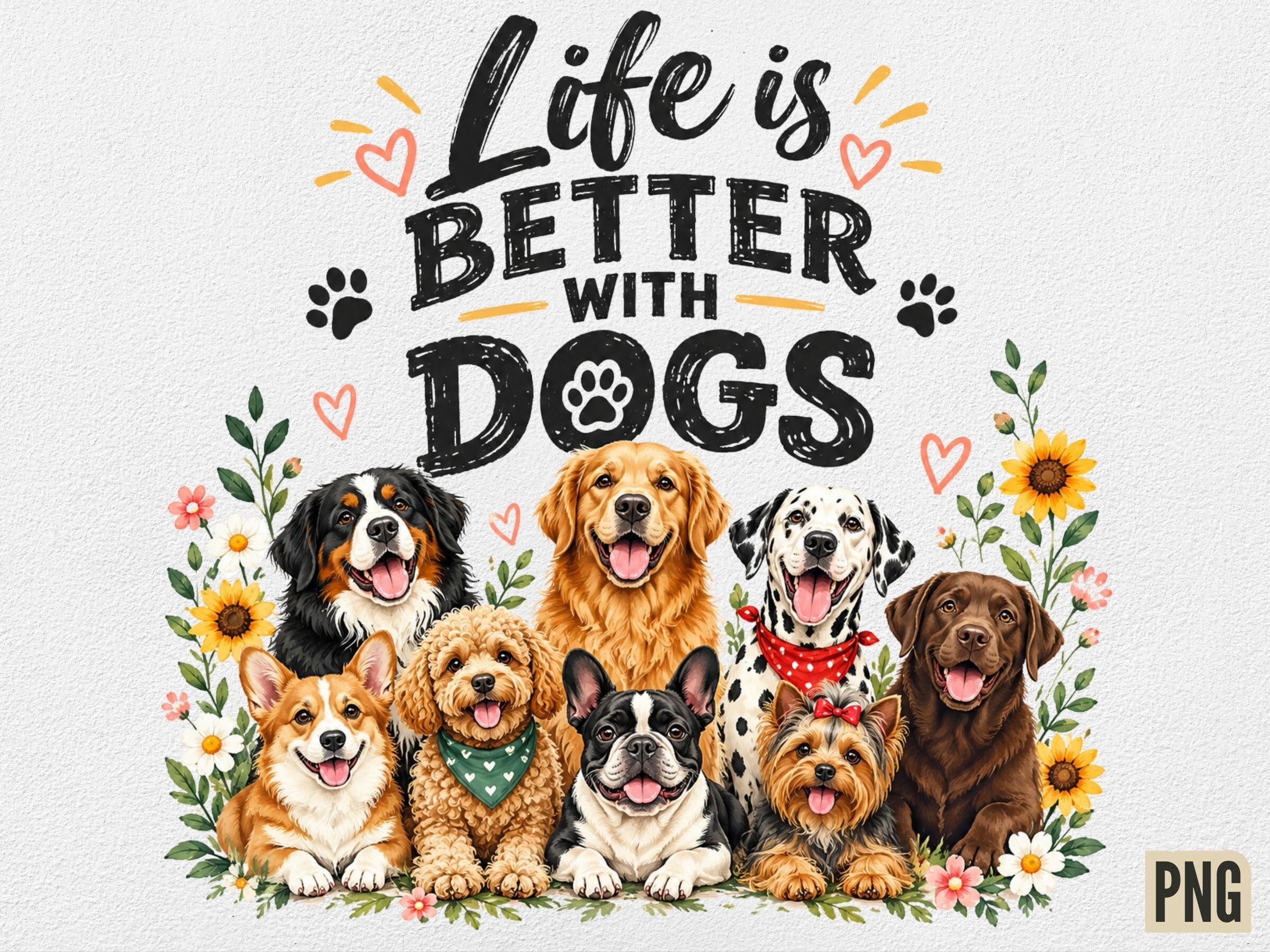 Life is Better with Dogs Cute Puppy PNG,