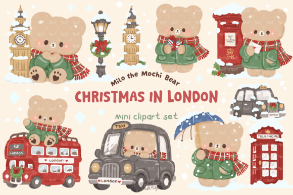 London Christmas Bear Clipart