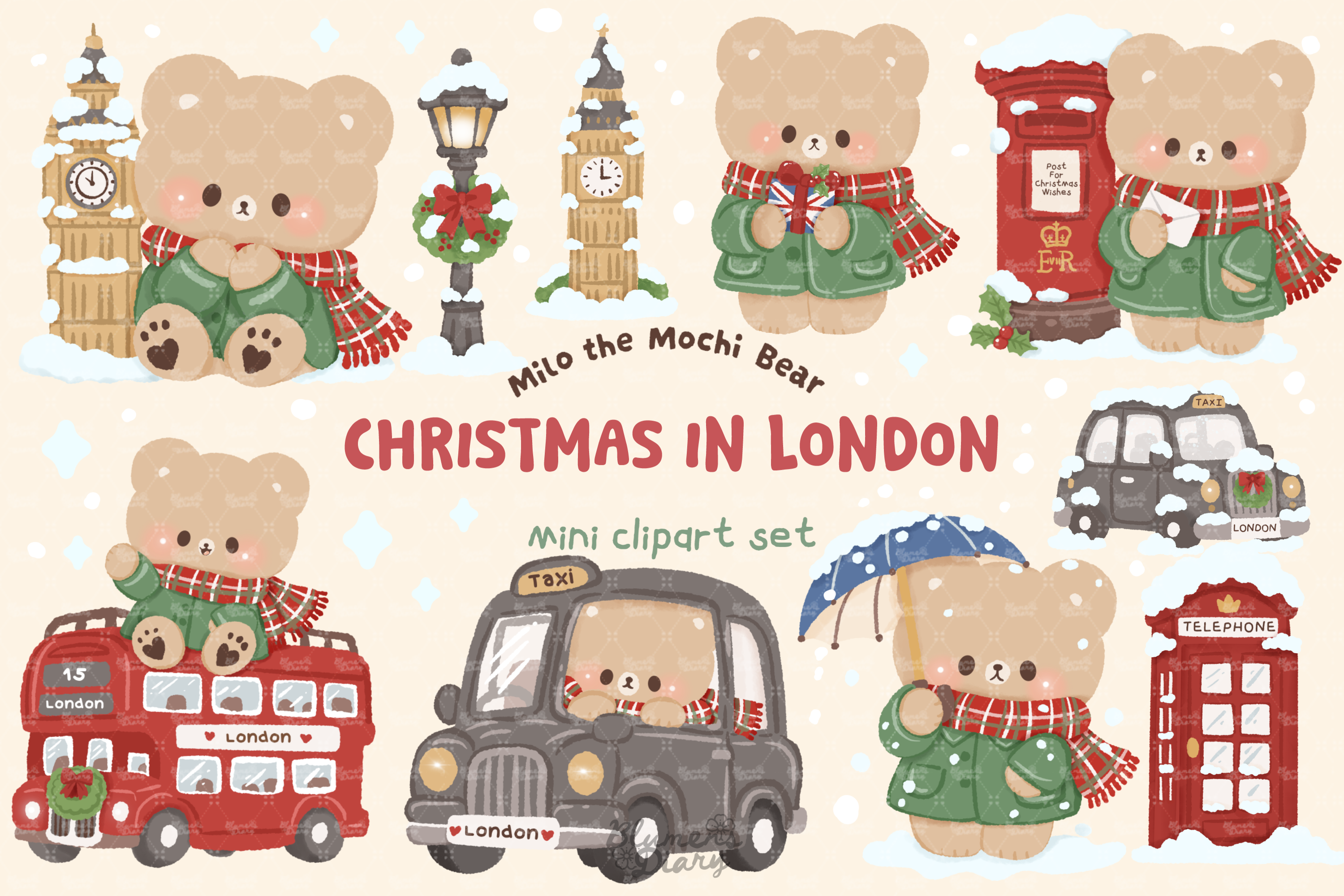 London Christmas Bear Clipart