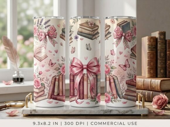 Lovely Pretty Floral Book Tumbler Design
