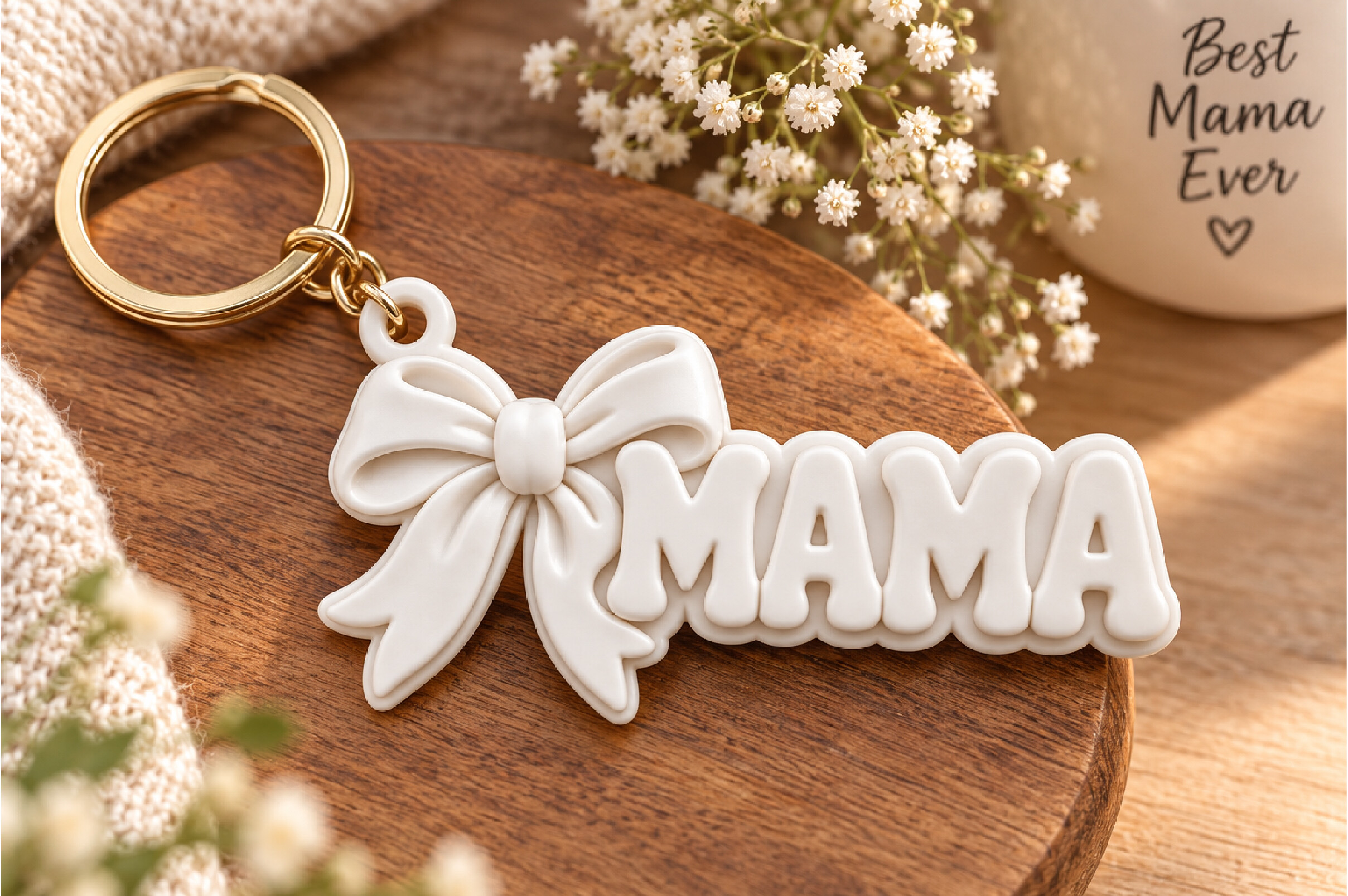 Mama Bow Keychain 3D STL File – Mother's Day Mom Gift 3D Print - Image 4