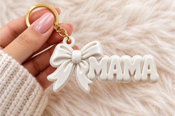 Mama Bow Keychain 3D STL File – Mother's Day Mom Gift 3D Print - Image 3