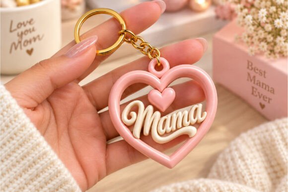 Mom Papa Nurse Bestie Keyring STL Bundle – 4 Script Keychain Files - Image 14