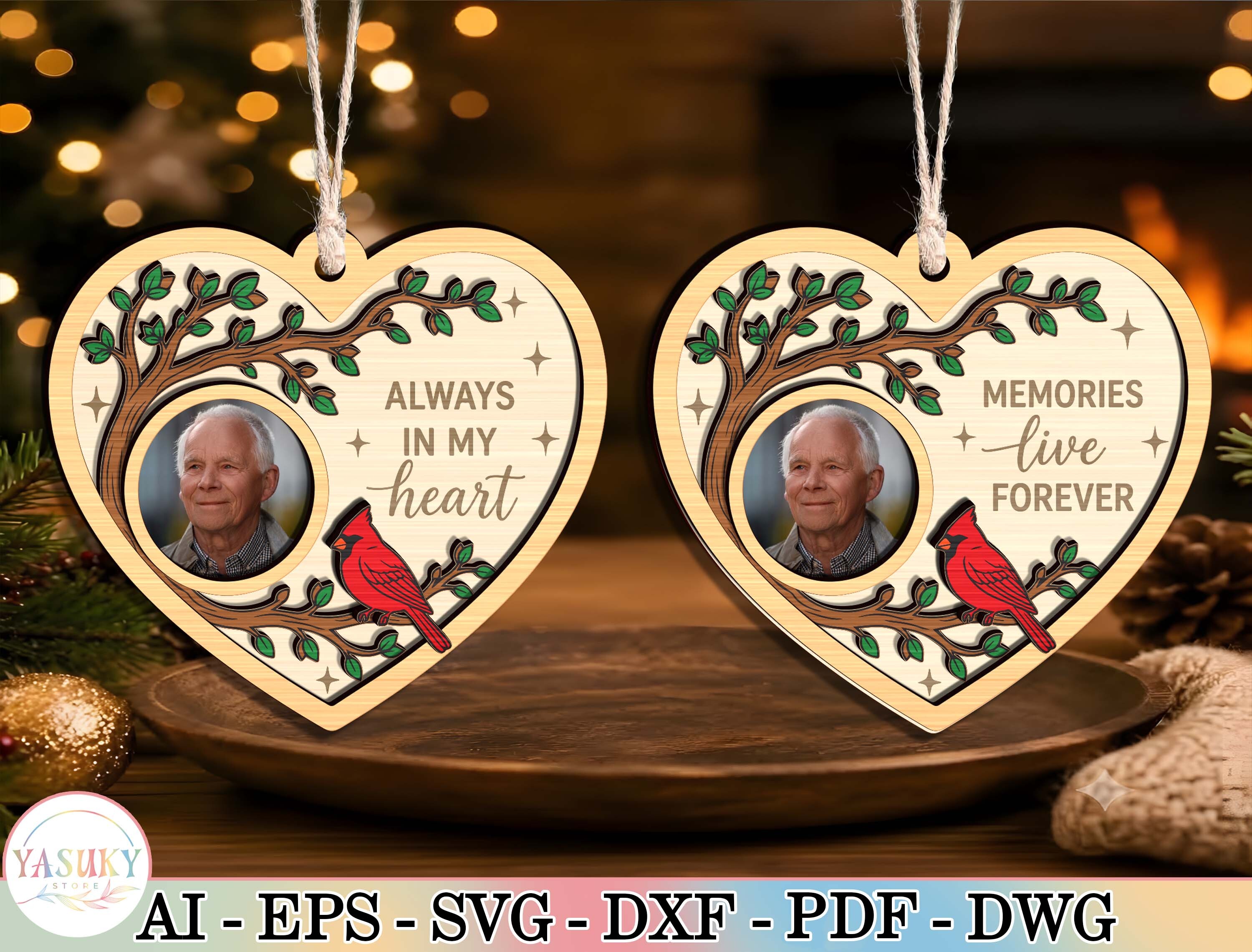 Memorial Xmas Ornament Laser Cut File