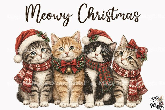 Meowy Christmas Cats PNG
