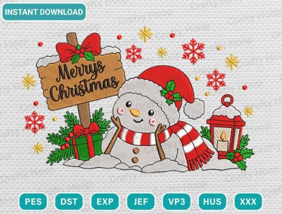 Merry Christmas Embroidery Design