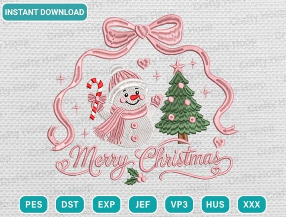 Merry Christmas Embroidery Design