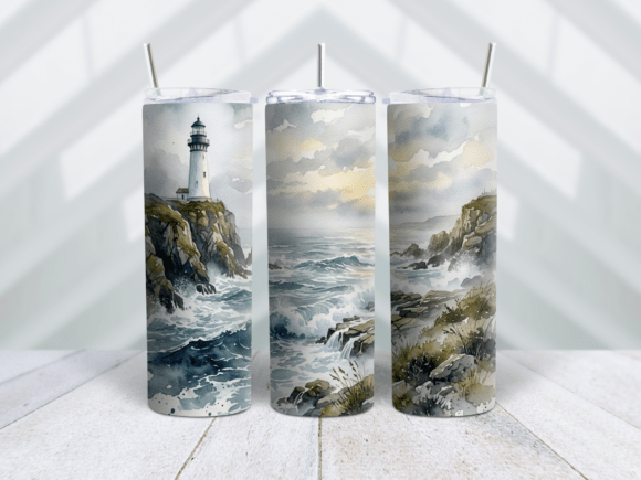 Misty Coastal Lighthouse Scenic Tumbler