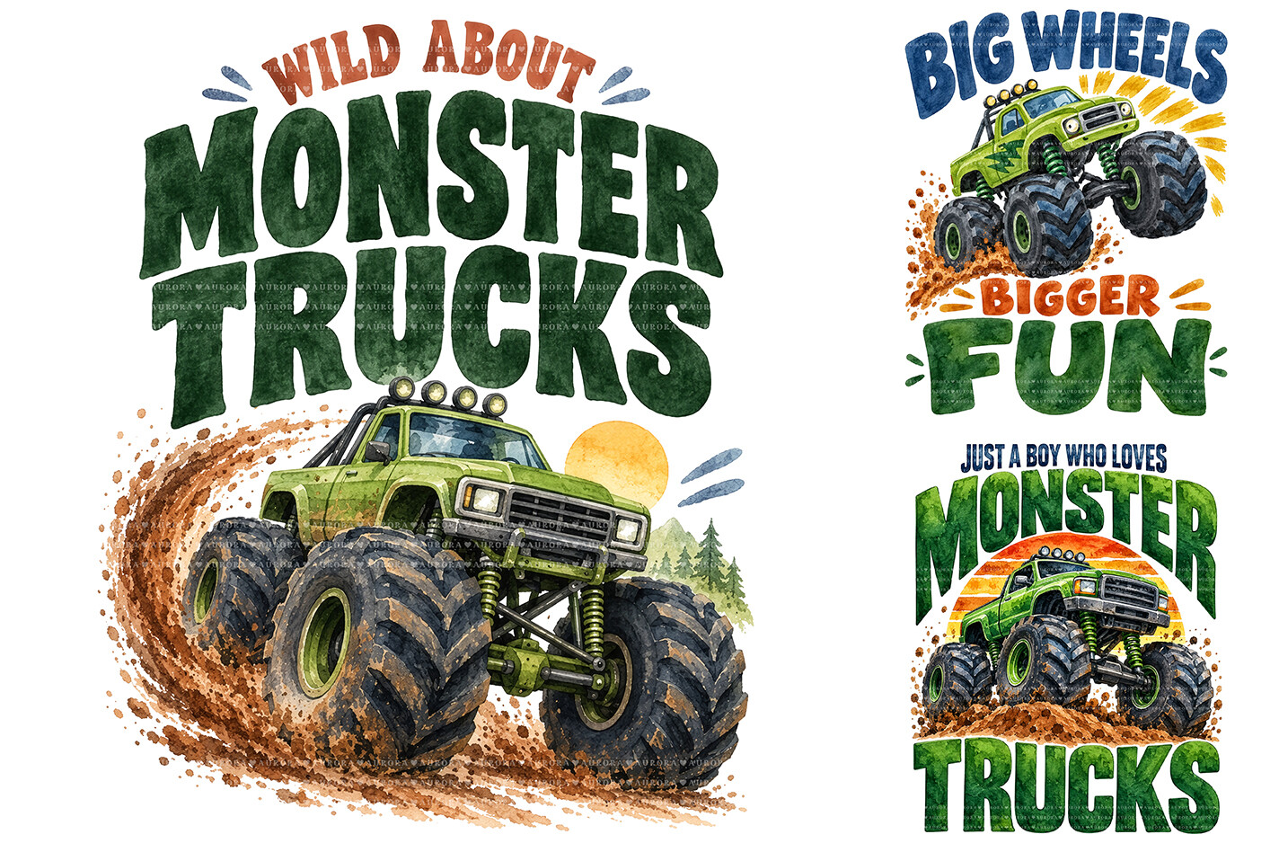 Monster Truck Sublimation Designs Bundle