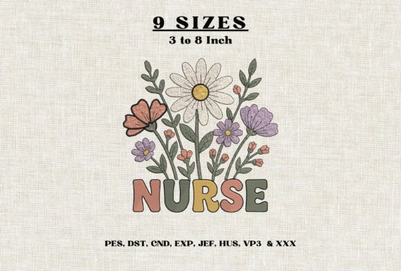 Nurse Floral Embroidery Design DST PES