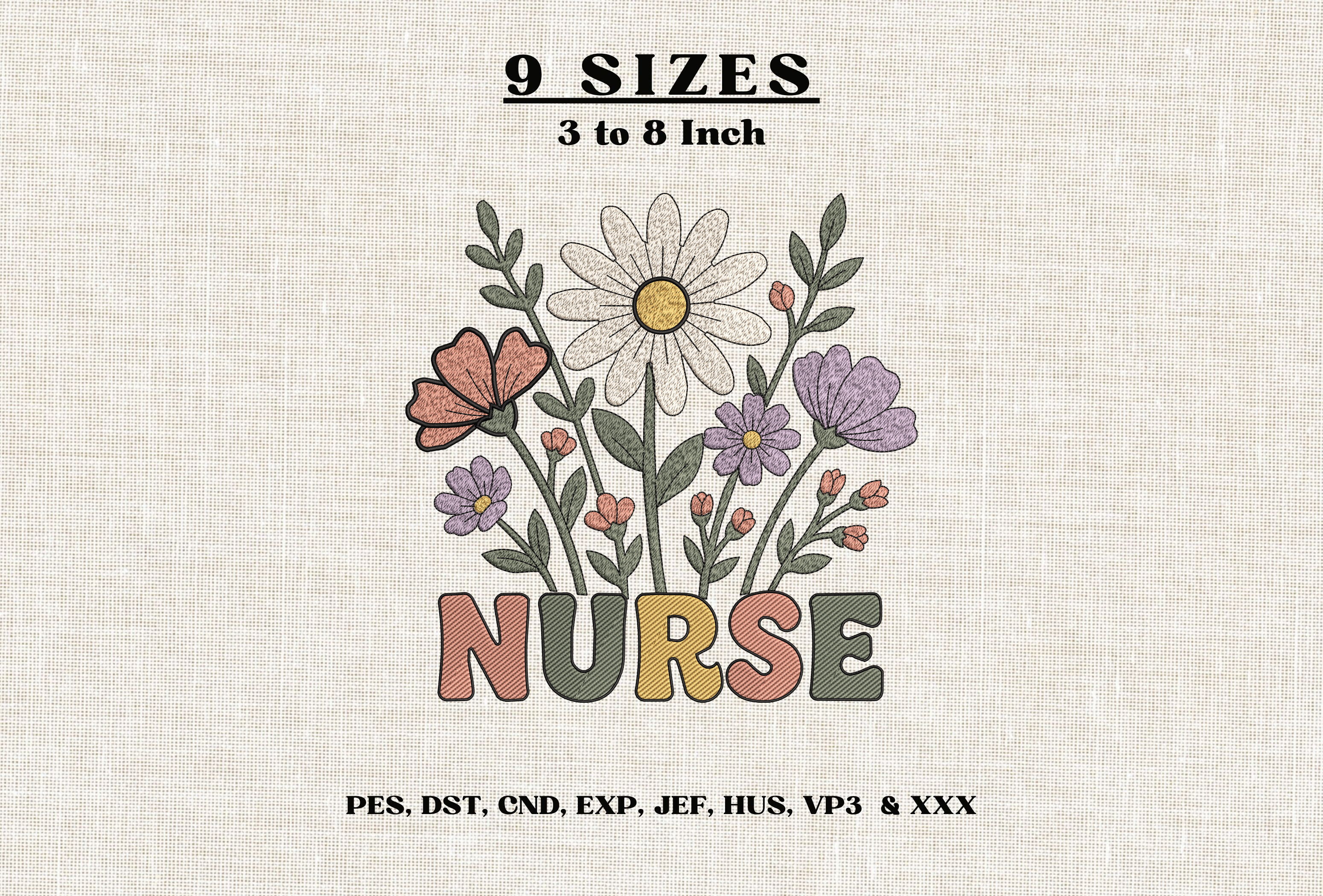 Nurse Floral Embroidery Design DST PES