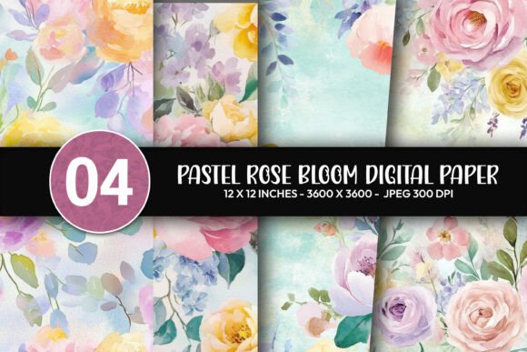 Pastel Rose Bloom Digital Paper