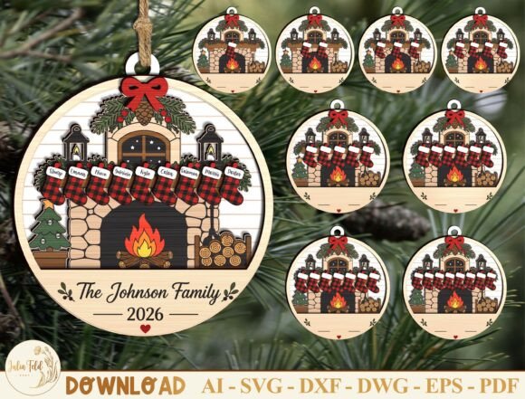 Personalized Xmas Family Ornament Svg