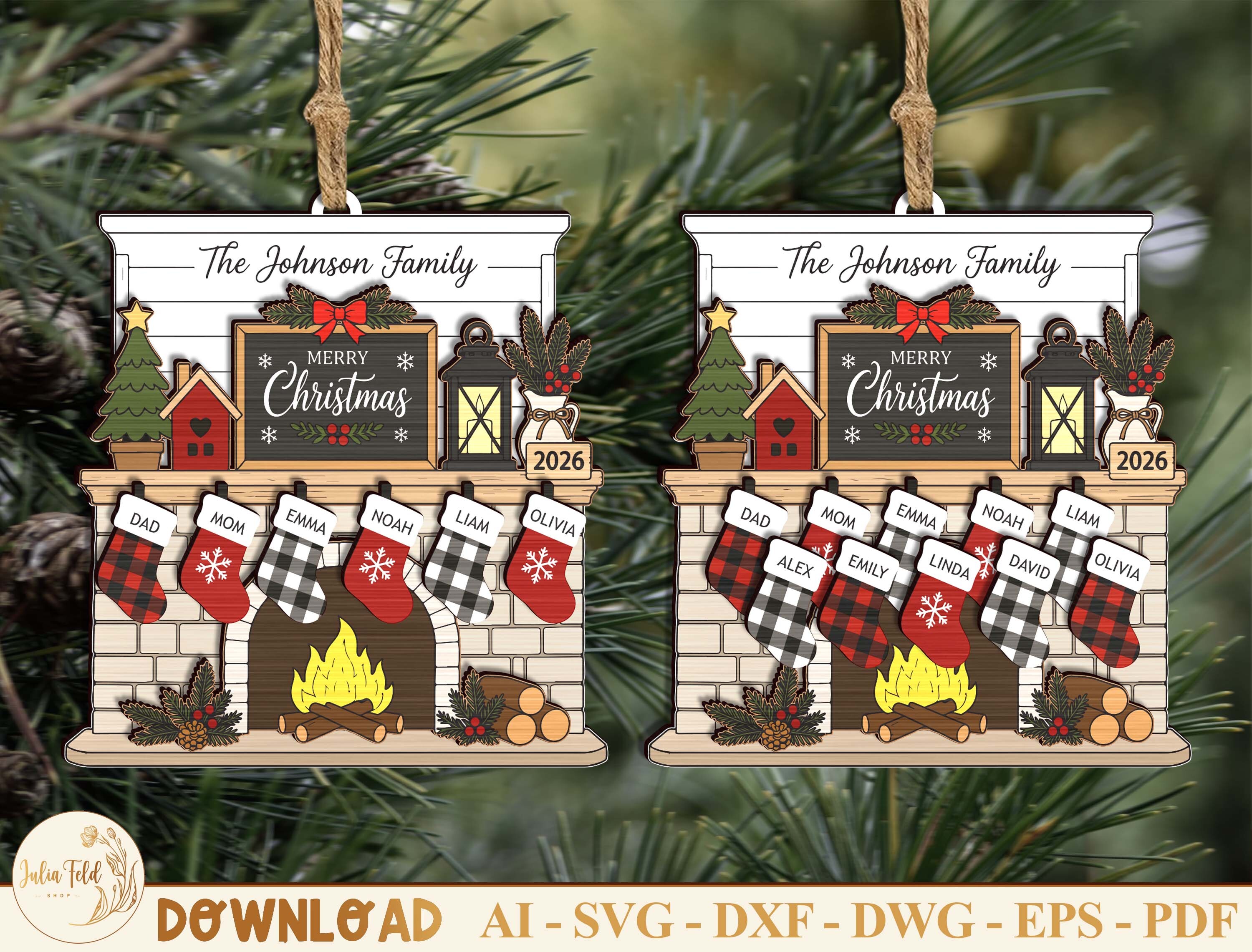 Personalized Xmas Family Ornament Svg