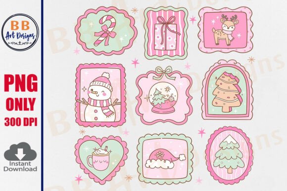 Pink Christmas Frame Stamp Shirt Design
