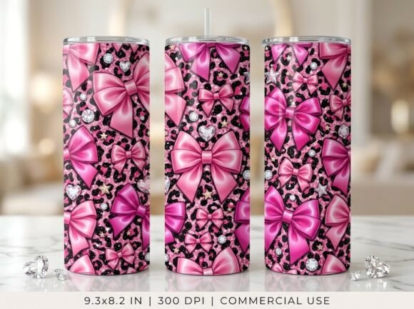 Pretty Pink Bow Leopard Tumbler Design