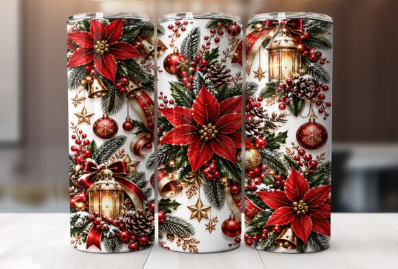 Realistic Poinsettia Christmas Tumbler