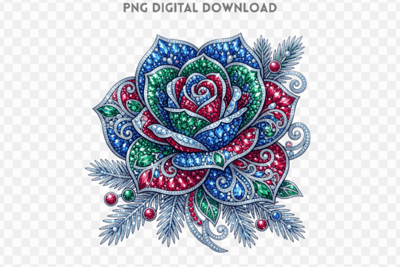 Rose Christmas Rhinestone PNG