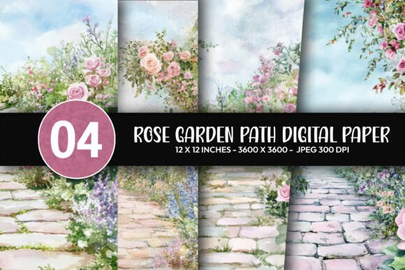 Rose Garden Path Digital Paper