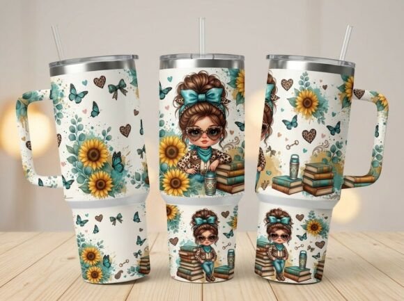 Rustic Cowgirl Sunflower Tumbler Design