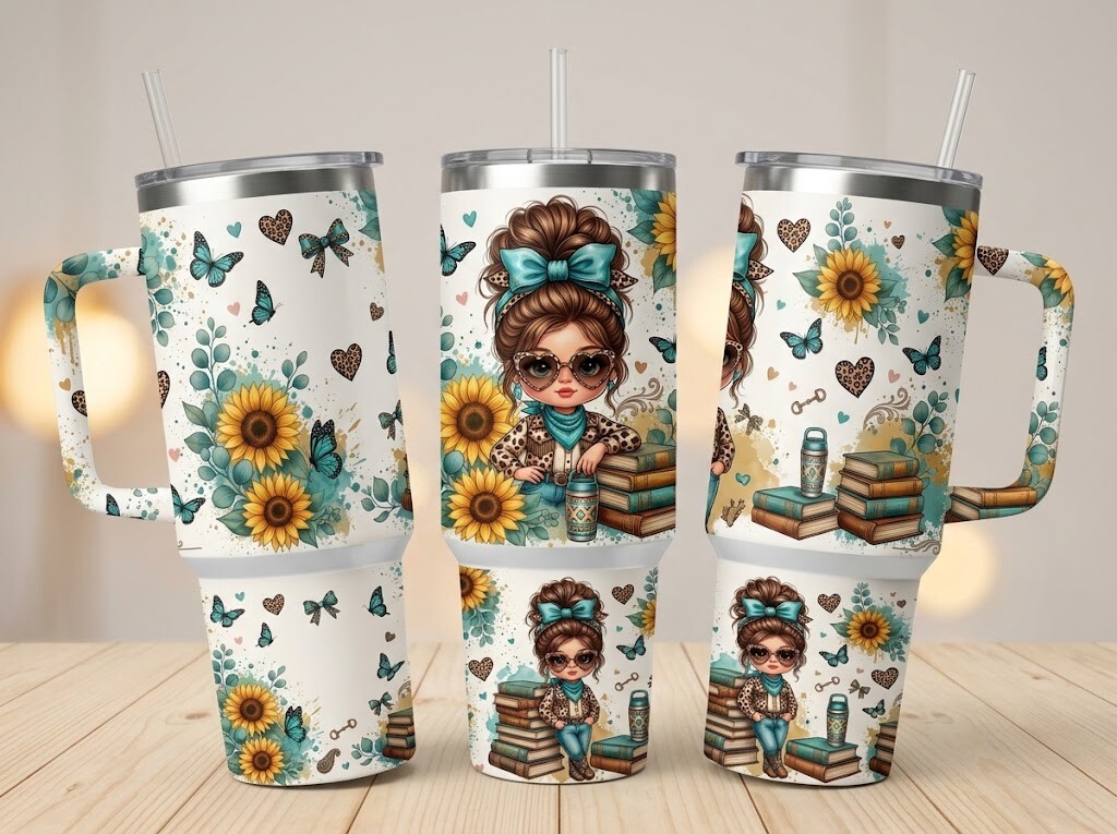 Rustic Cowgirl Sunflower Tumbler Design