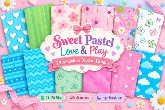 Sweet Pastel Love & Play Seamless