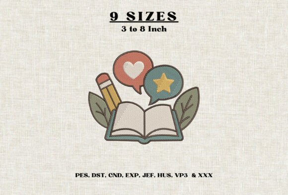 Teacher Book Embroidery Design DST PES