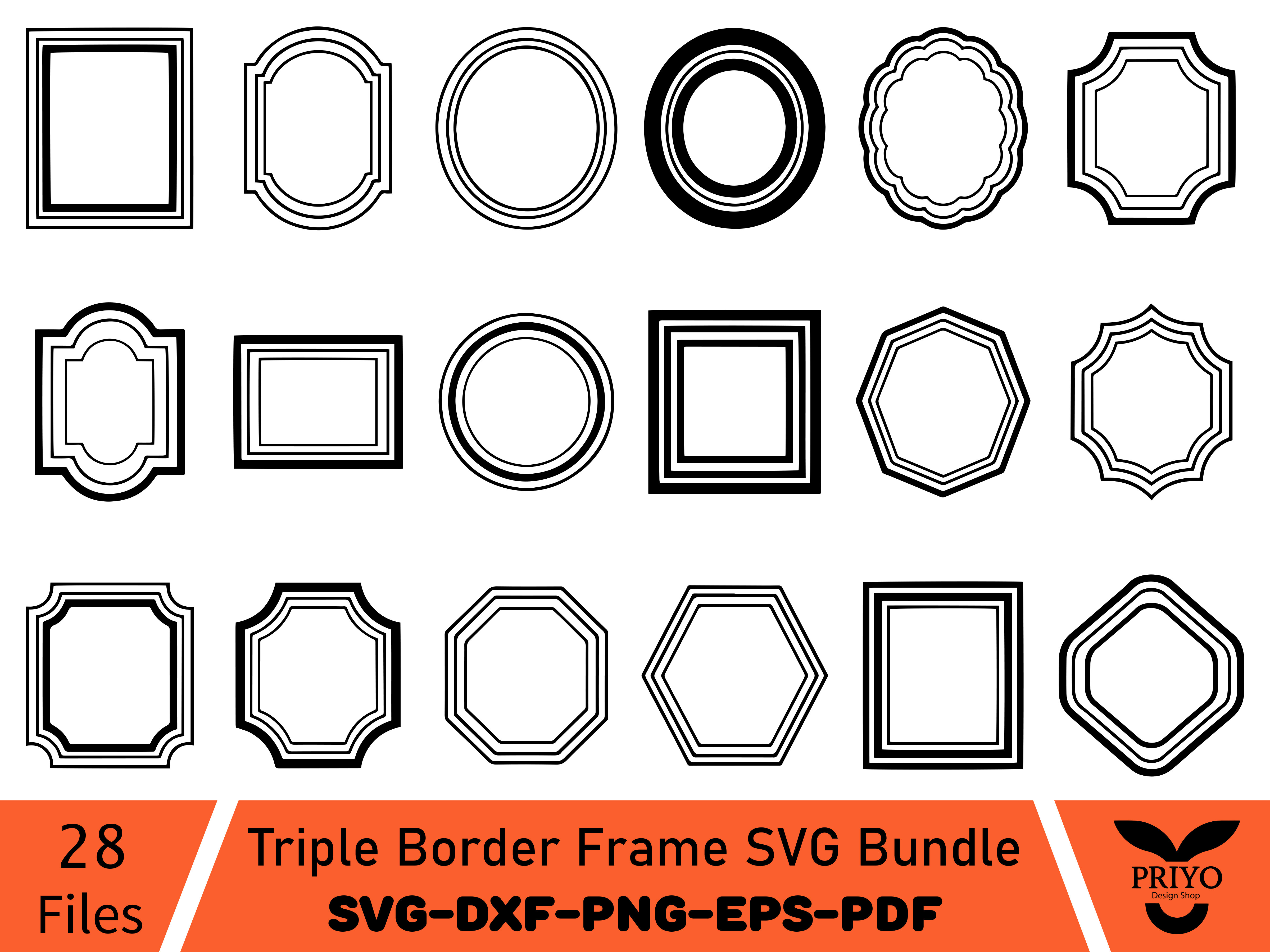 Triple Border Frame SVG Bundle
