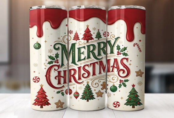 Vintage Merry Christmas 20oz Tumbler PNG