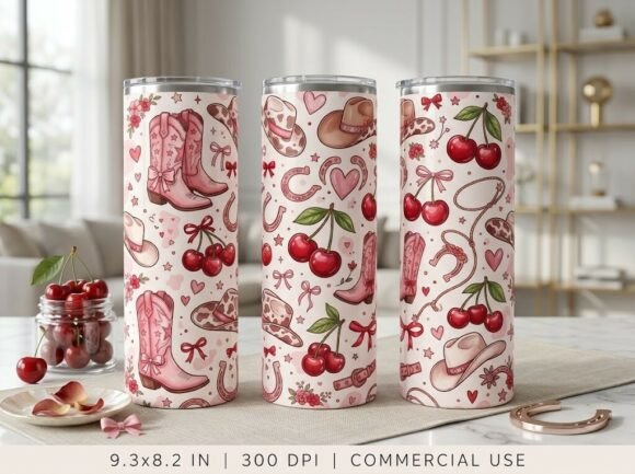 Western Girly Aesthetic Tumbler Design