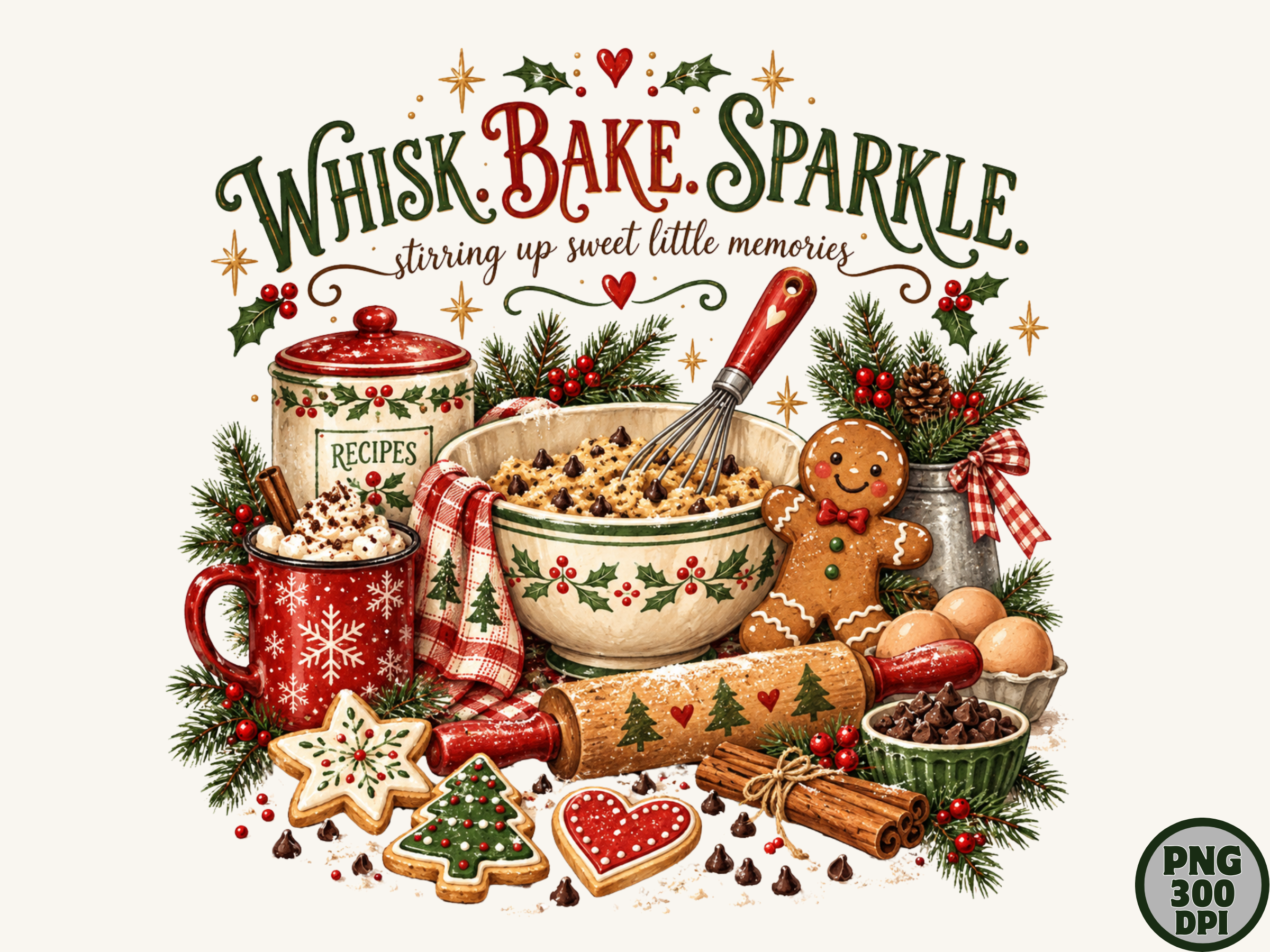 Whisk Bake Sparkle Christmas PNG Designs