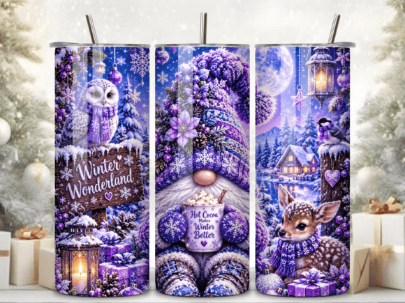 Winter Christmas Gnome Tumbler Wrap