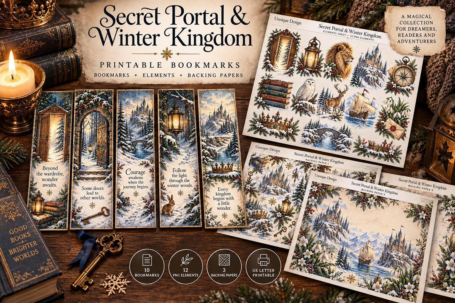 Winter Fantasy Printable Bookmarks