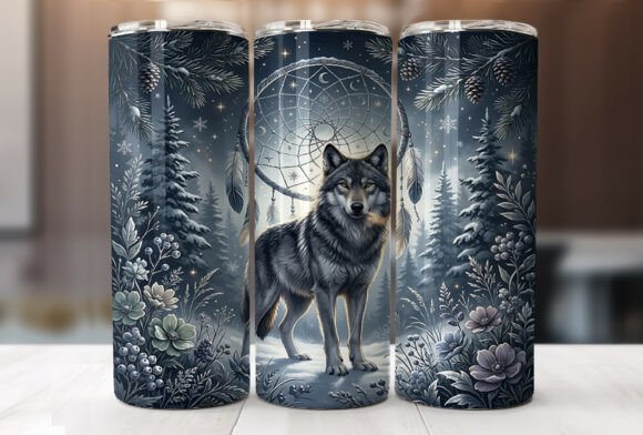 Winter Wolf Dreamcatcher Tumbler Wrap