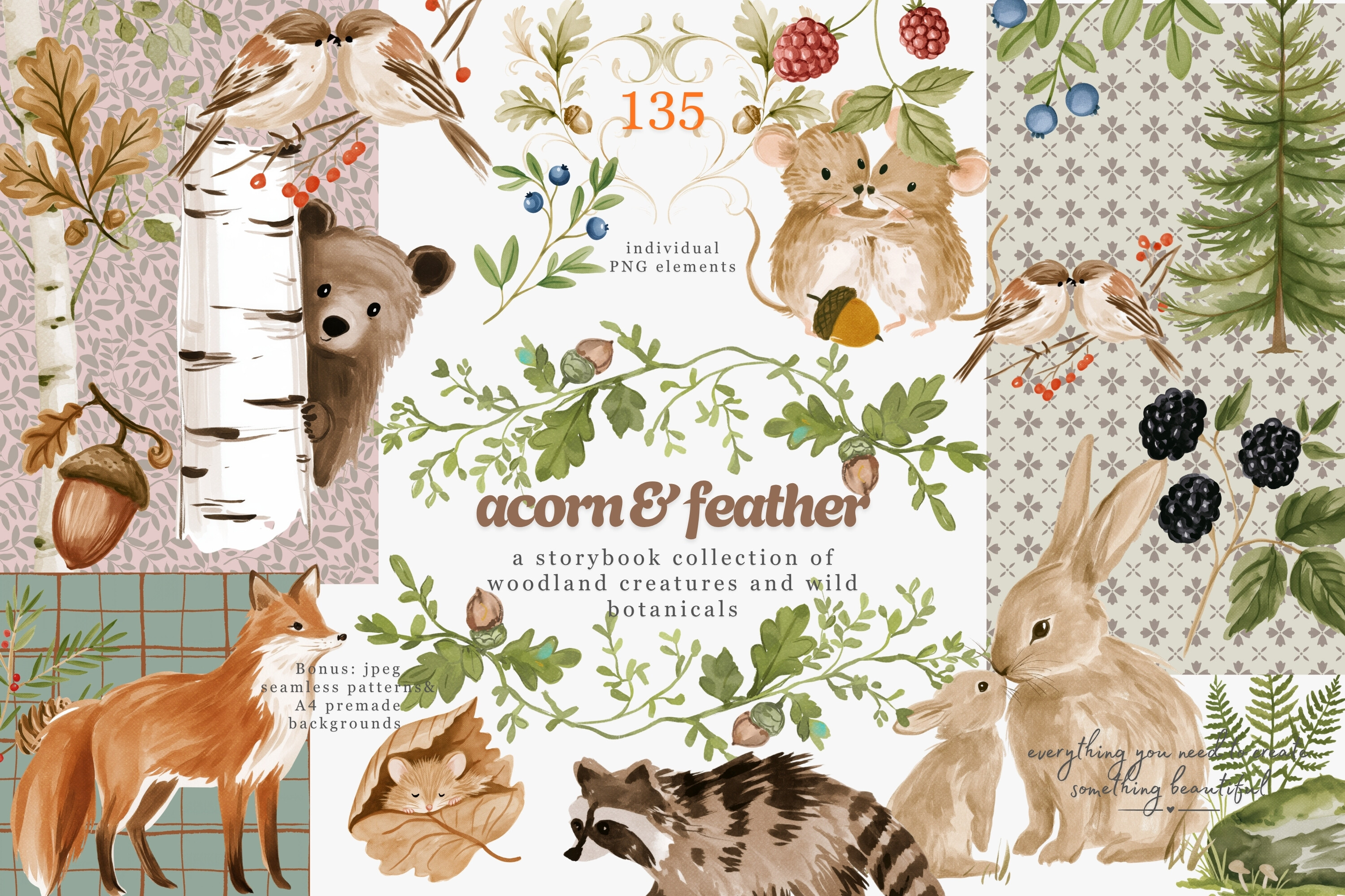 Whimsical Woodland Animals Clipart Set
