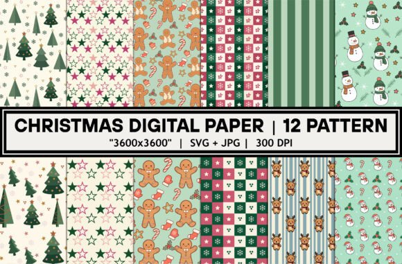 12 Christmas Seamless Pattern Bundle