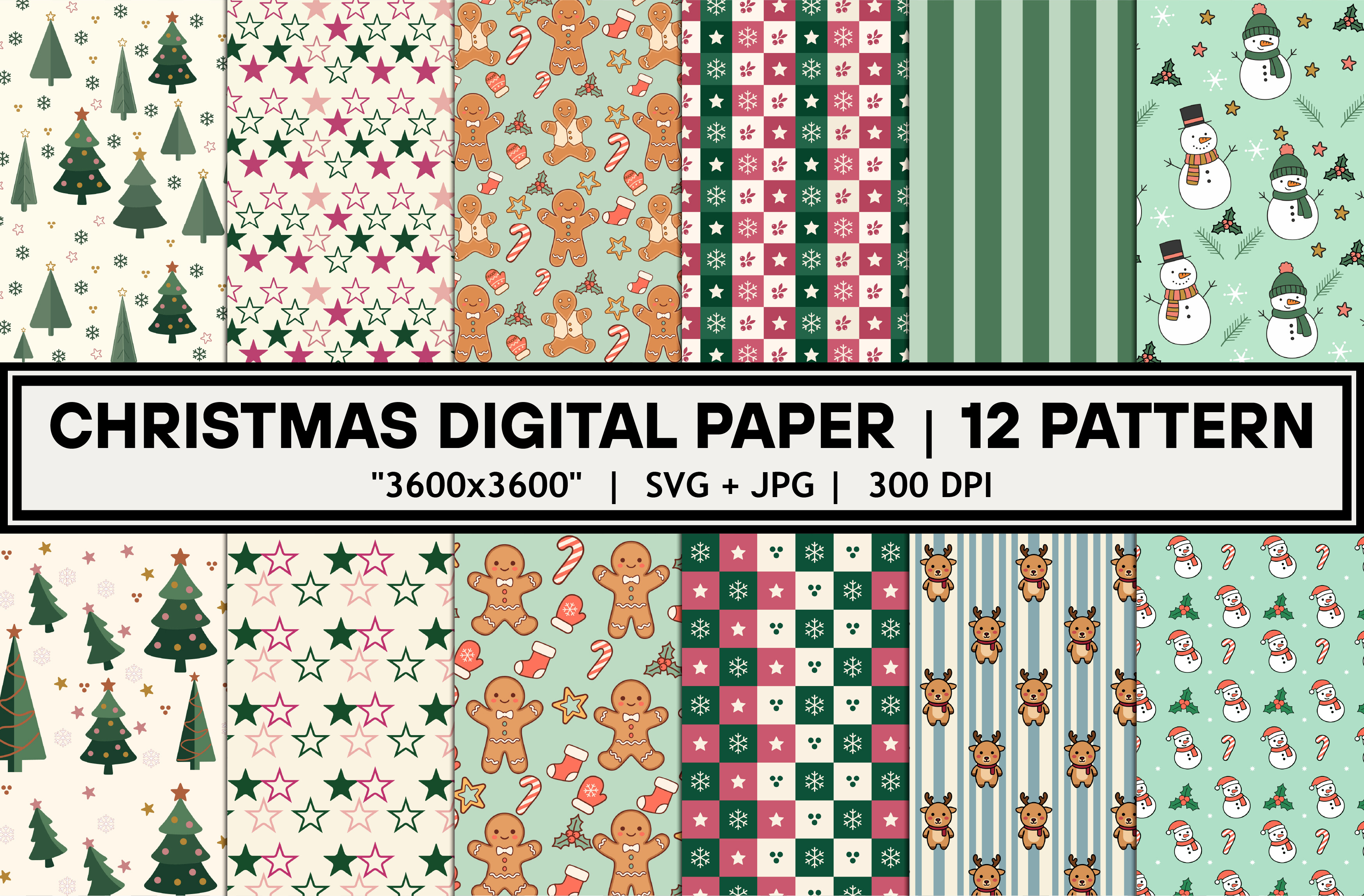 12 Christmas Seamless Pattern Bundle