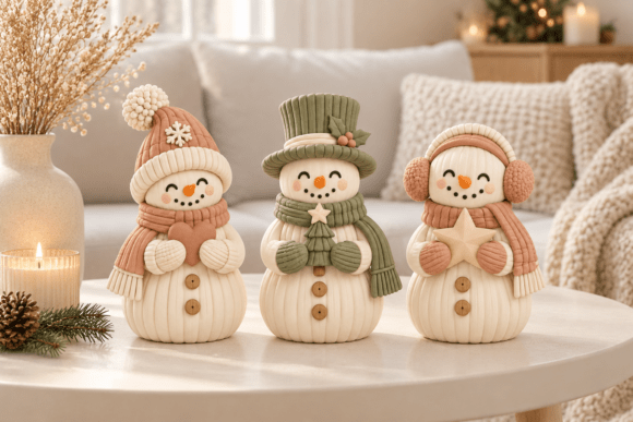 Cozy Knitted Snowman Trio STL – 3D Printable Christmas Decor Set - Image 2