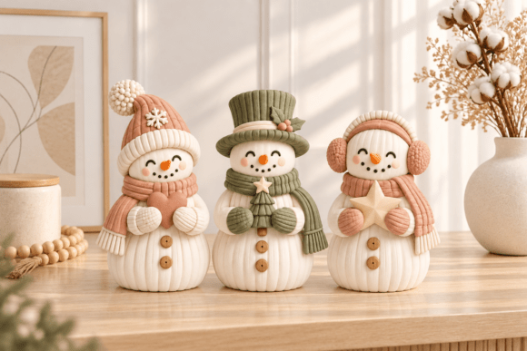 Cozy Knitted Snowman Trio STL – 3D Printable Christmas Decor Set - Image 3