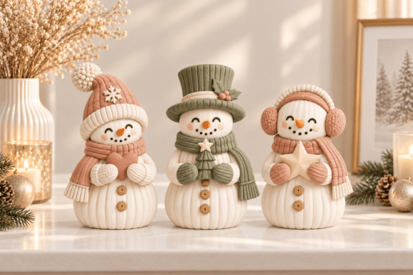Cozy Knitted Snowman Trio STL – 3D Printable Christmas Decor Set - Image 4