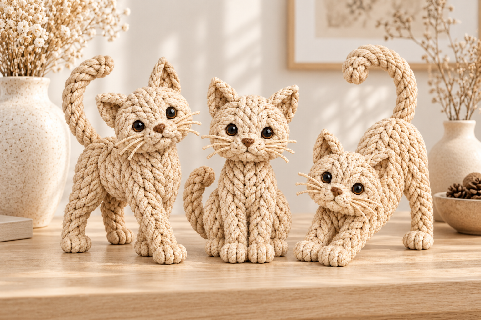 3D Print STL Knitted Cat Trio - Cute Cat Figurines for Cozy Decor - Image 6
